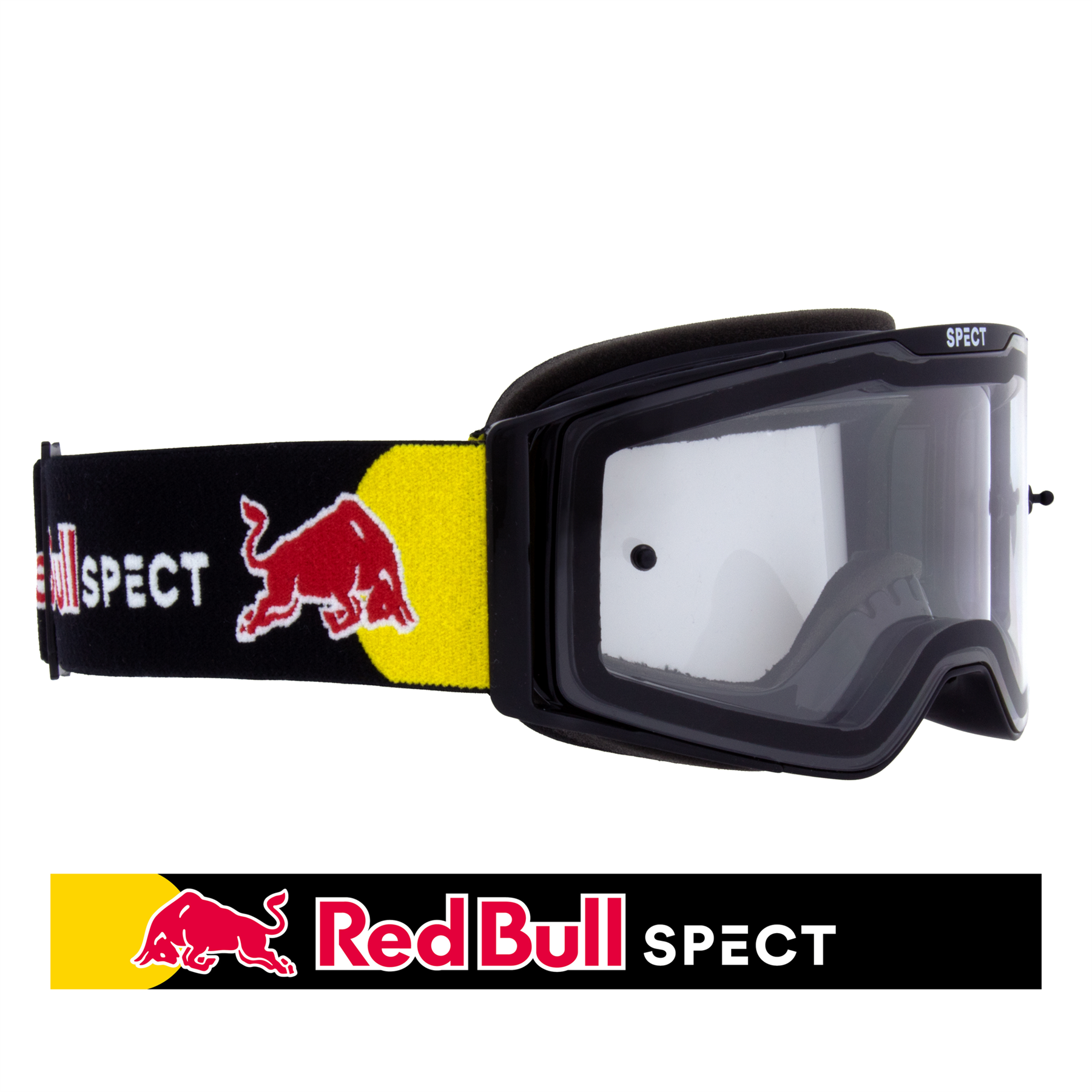 red bull motocross goggles Red Bull Spect Torp MX Goggles Matte Black/White Frame - Triangle Red Strap
